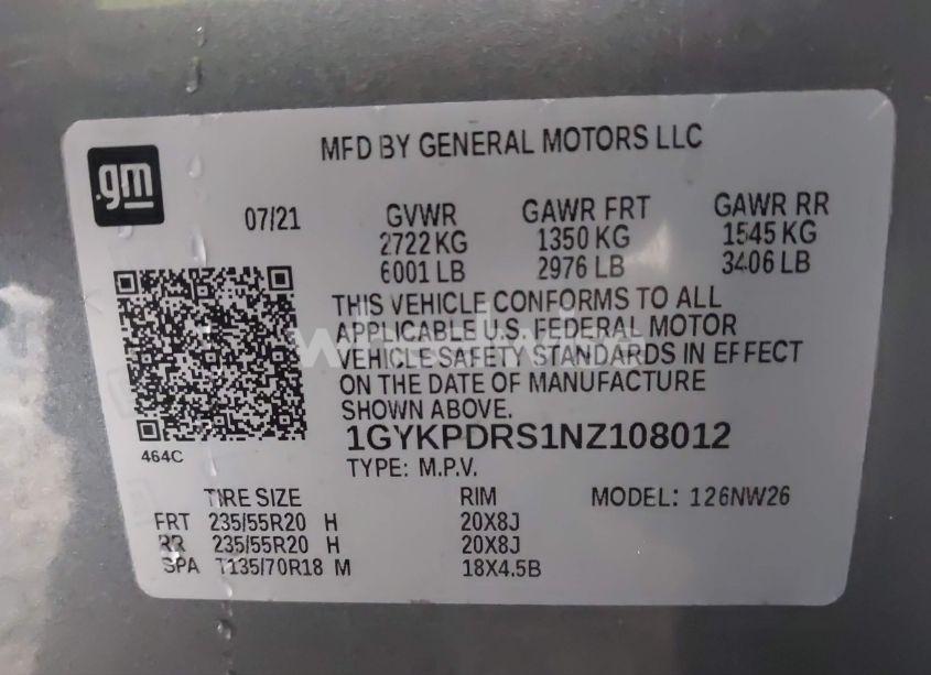 Photo 9 of 2022 Cadillac Xt6 AWD PREMIUM LUXURY (VIN 1GYKPDRS1NZ108012)