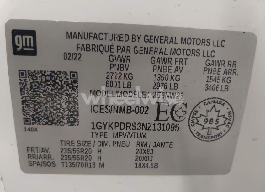 Photo 9 of 2022 Cadillac Xt6 AWD PREMIUM LUXURY (VIN 1GYKPDRS3NZ131095)