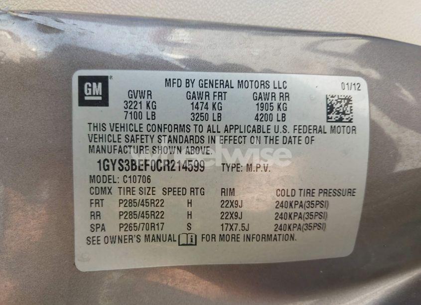 Photo 9 of 2012 Cadillac Escalade LUXURY (VIN 1GYS3BEF0CR214599)