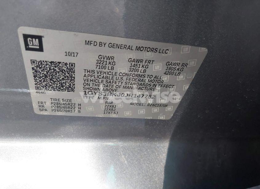 Photo 9 of 2018 Cadillac Escalade LUXURY (VIN 1GYS3BKJ0JR147752)