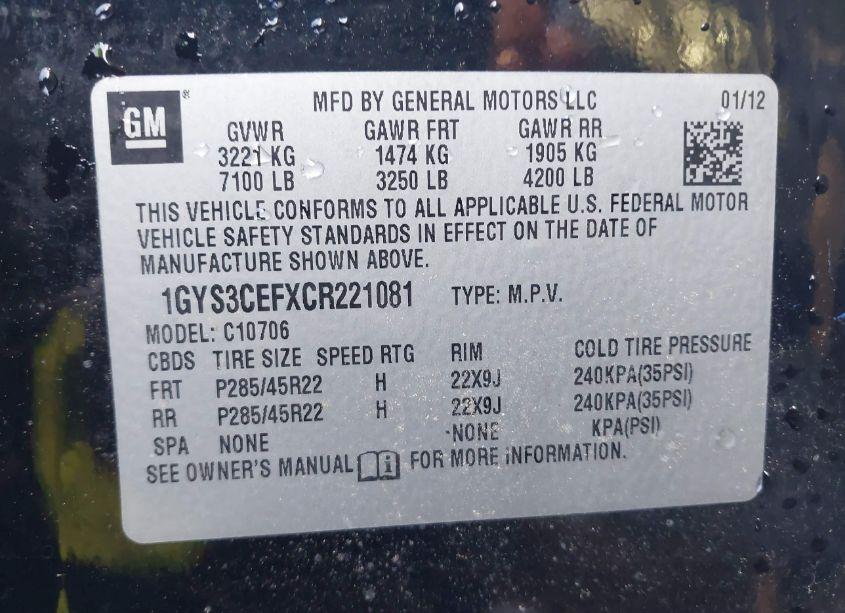 Photo 9 of 2012 Cadillac Escalade PREMIUM (VIN 1GYS3CEFXCR221081)