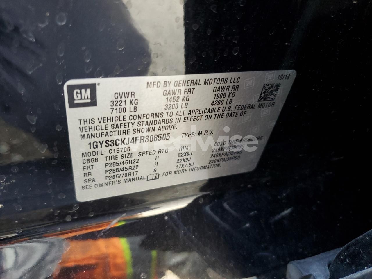 Photo 13 of 2015 CADILLAC ESCALADE PREMIUM (VIN 1GYS3CKJ4FR308505)