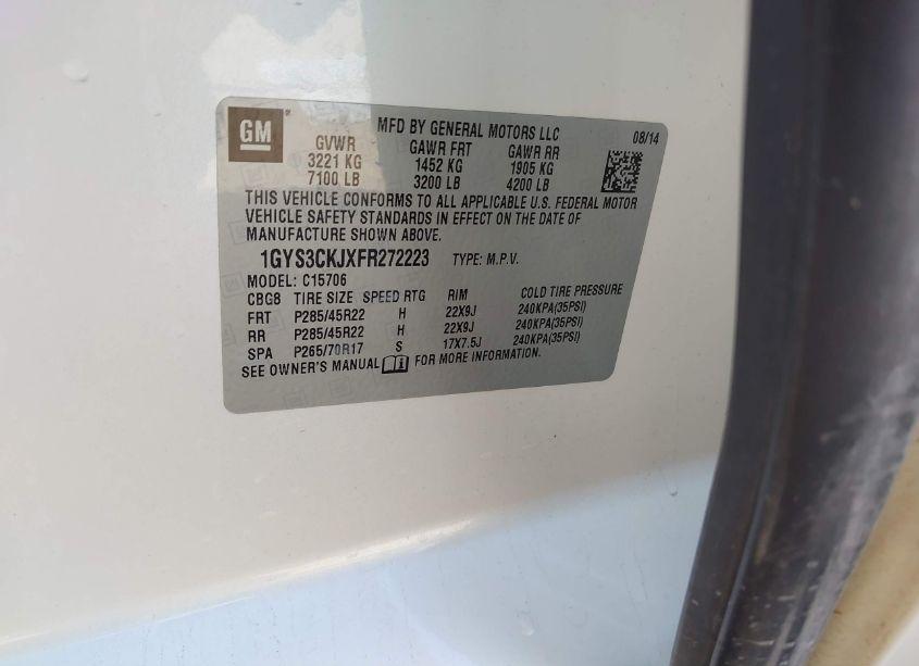 Photo 9 of 2015 Cadillac Escalade PREMIUM (VIN 1GYS3CKJXFR272223)