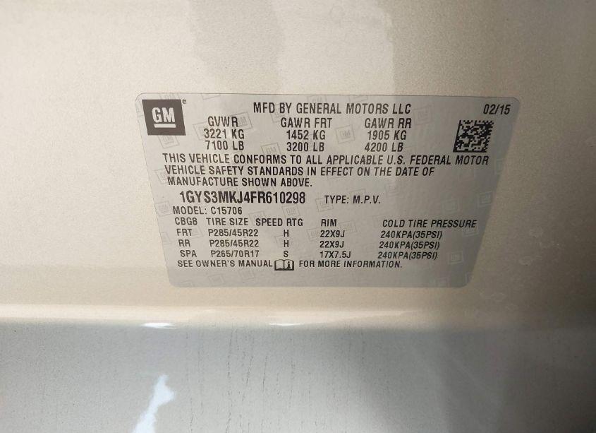 Photo 9 of 2015 Cadillac Escalade LUXURY (VIN 1GYS3MKJ4FR610298)