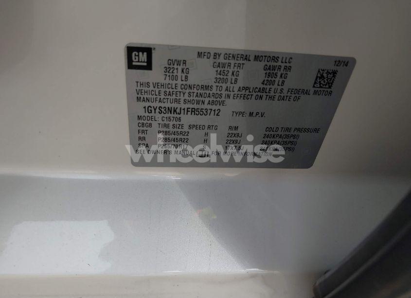 Photo 9 of 2015 Cadillac Escalade PREMIUM (VIN 1GYS3NKJ1FR553712)