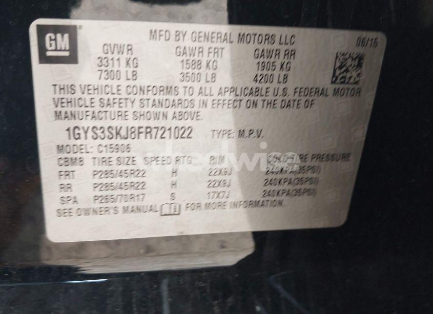 Photo 9 of 2015 Cadillac Escalade ESV LUXURY (VIN 1GYS3SKJ8FR721022)