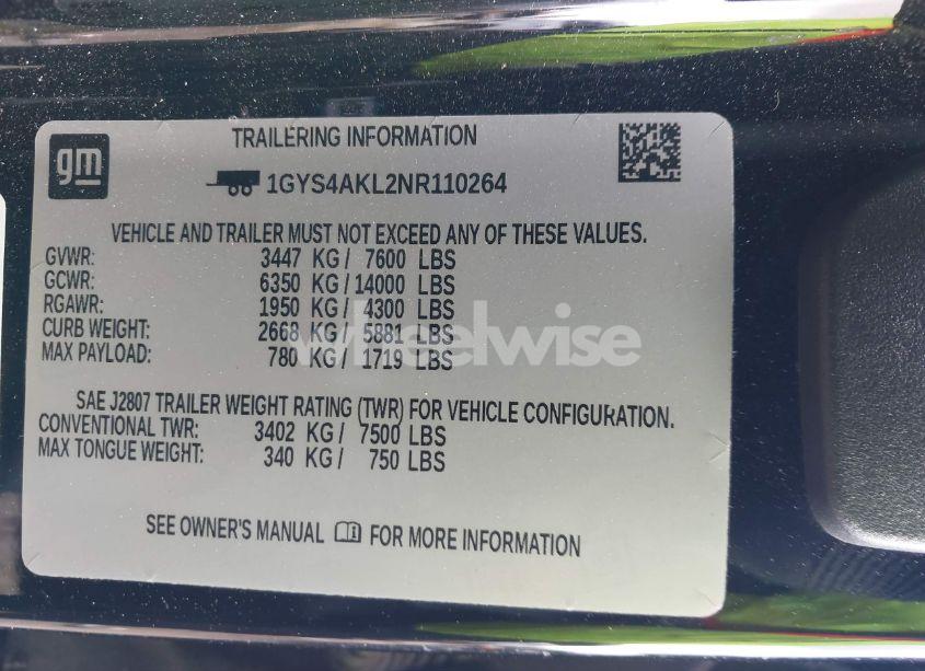 Photo 9 of 2022 Cadillac Escalade 4WD LUXURY (VIN 1GYS4AKL2NR110264)