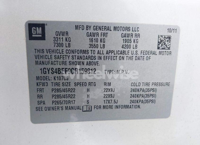 Photo 9 of 2012 Cadillac Escalade LUXURY (VIN 1GYS4BEF9CR159812)