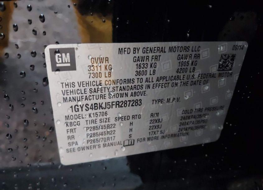 Photo 9 of 2015 Cadillac Escalade LUXURY (VIN 1GYS4BKJ5FR287283)