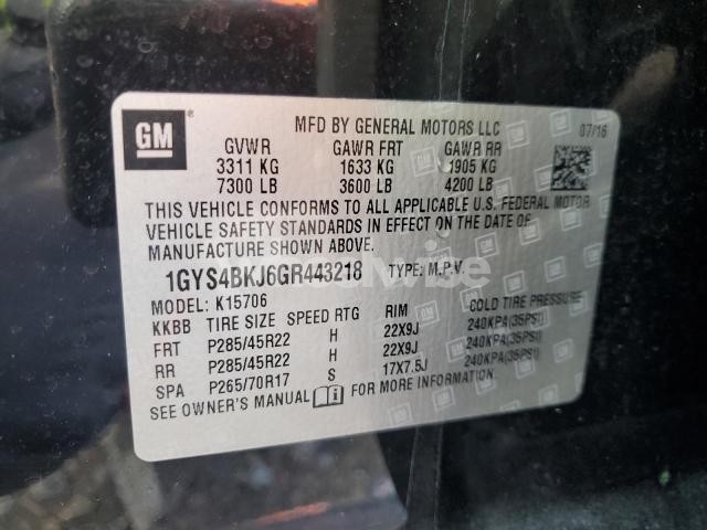 Photo 12 of 2016 CADILLAC ESCALADE LUXURY (VIN 1GYS4BKJ6GR443218)