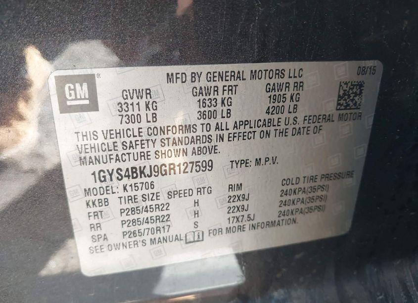 Photo 9 of 2016 Cadillac Escalade LUXURY COLLECTION (VIN 1GYS4BKJ9GR127599)