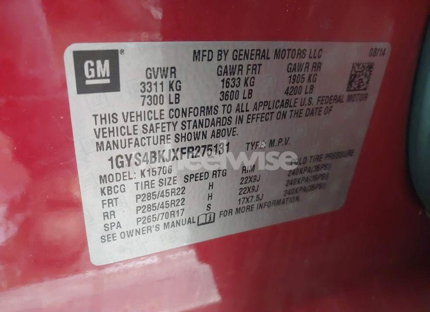 Photo 9 of 2015 Cadillac Escalade LUXURY (VIN 1GYS4BKJXFR275131)