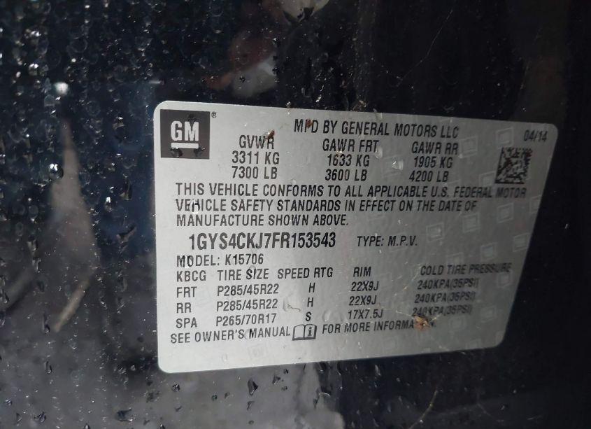 Photo 9 of 2015 Cadillac Escalade PREMIUM (VIN 1GYS4CKJ7FR153543)