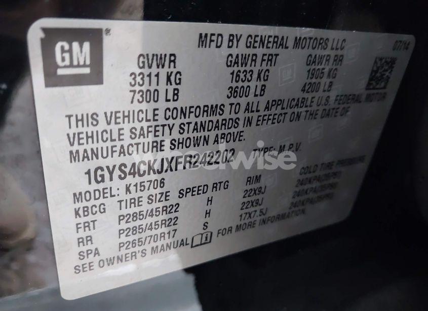 Photo 9 of 2015 Cadillac Escalade PREMIUM (VIN 1GYS4CKJXFR242202)