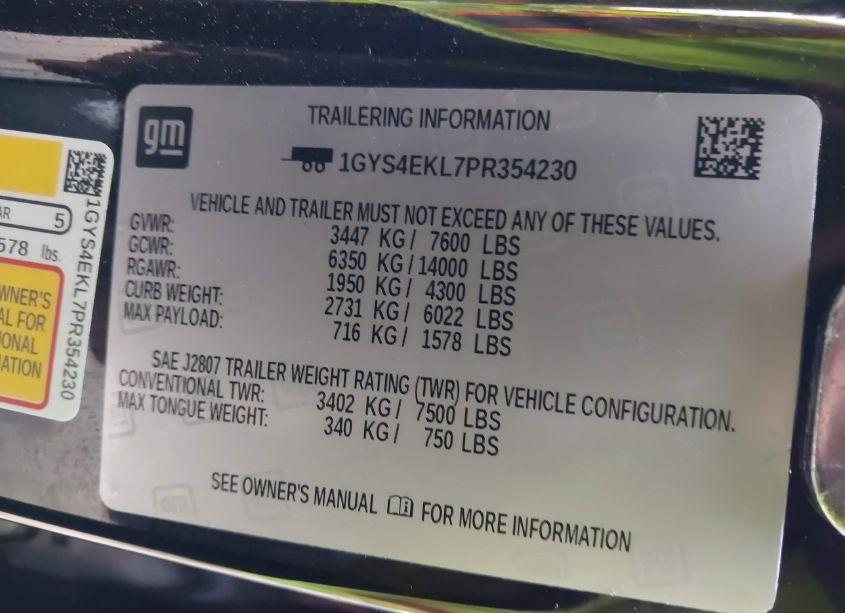 Photo 9 of 2023 Cadillac Escalade 4WD SPORT (VIN 1GYS4EKL7PR354230)