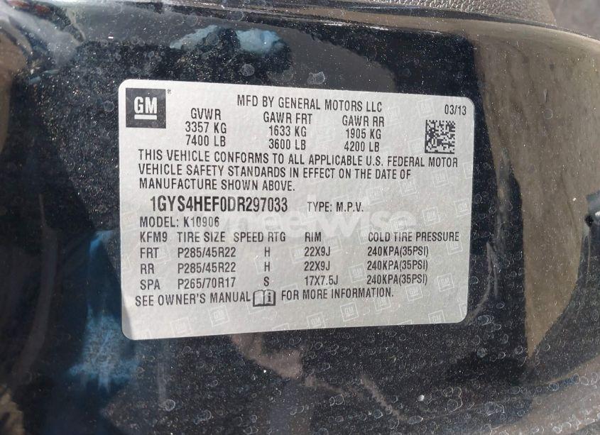 Photo 9 of 2013 Cadillac Escalade ESV LUXURY (VIN 1GYS4HEF0DR297033)