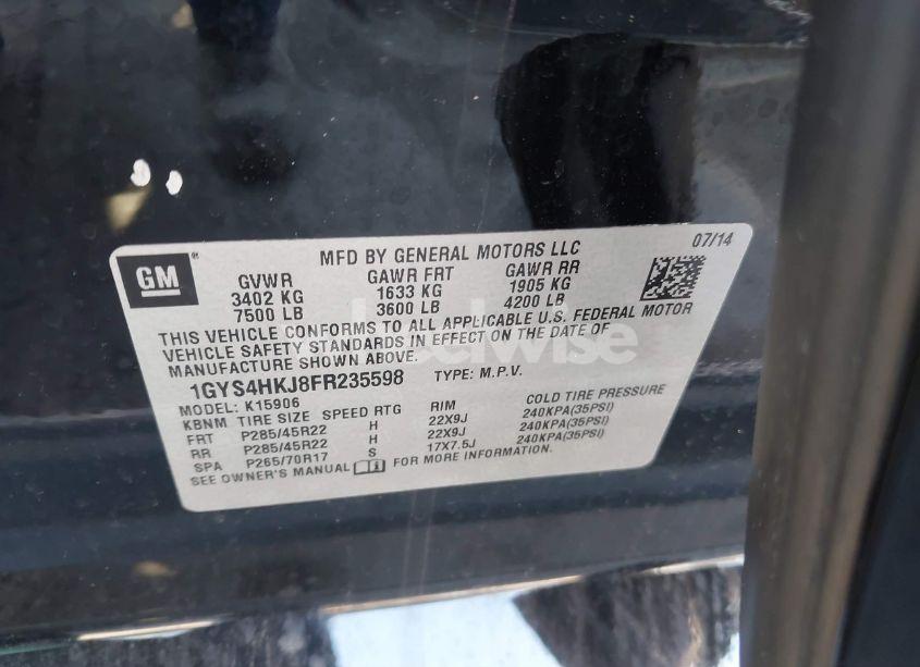 Photo 9 of 2015 Cadillac Escalade ESV LUXURY (VIN 1GYS4HKJ8FR235598)