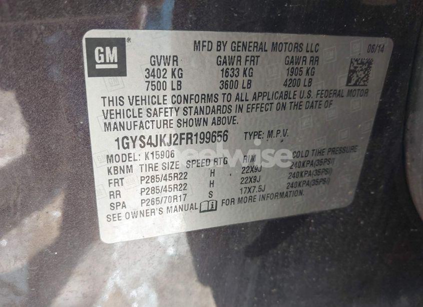 Photo 9 of 2015 Cadillac Escalade ESV PREMIUM (VIN 1GYS4JKJ2FR199656)