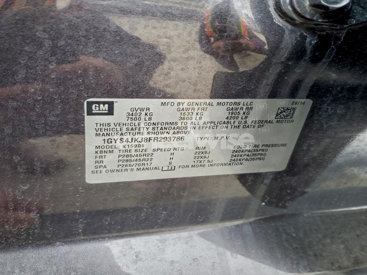 Photo 13 of 2015 CADILLAC ESCALADE ESV PREMIUM (VIN 1GYS4JKJ8FR293766)