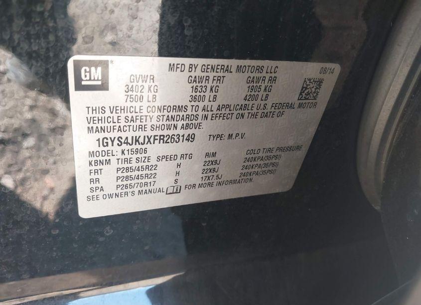 Photo 9 of 2015 Cadillac Escalade ESV PREMIUM (VIN 1GYS4JKJXFR263149)