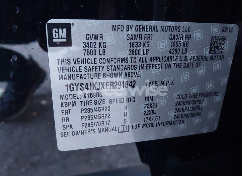 Photo 9 of 2015 Cadillac Escalade ESV PREMIUM (VIN 1GYS4JKJXFR291842)