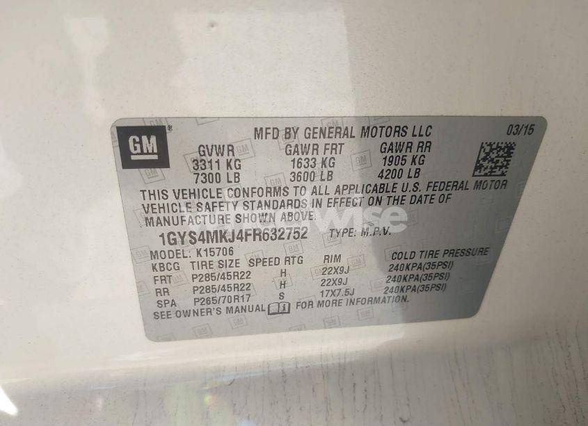 Photo 9 of 2015 Cadillac Escalade LUXURY (VIN 1GYS4MKJ4FR632752)