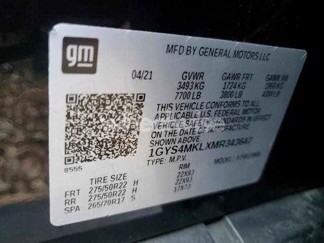 Photo 7 of 2021 CADILLAC ESCALADE ESV PREMIUM LUXURY PLATINUM (VIN 1GYS4MKLXMR343647)