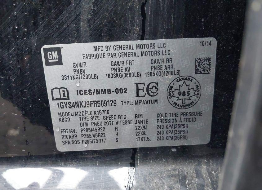 Photo 9 of 2015 Cadillac Escalade PREMIUM (VIN 1GYS4NKJ9FR509129)