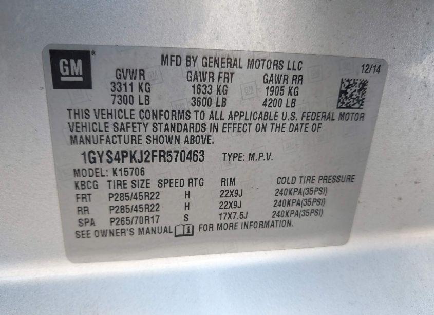 Photo 9 of 2015 Cadillac Escalade PLATINUM (VIN 1GYS4PKJ2FR570463)