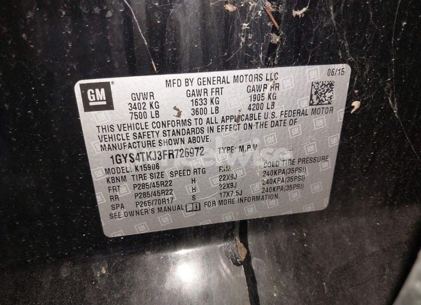 Photo 9 of 2015 Cadillac Escalade ESV PREMIUM (VIN 1GYS4TKJ3FR726972)