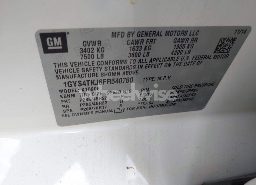 Photo 9 of 2015 Cadillac Escalade ESV PREMIUM (VIN 1GYS4TKJ6FR540780)