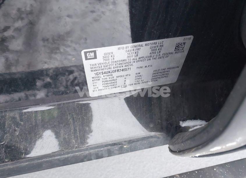 Photo 9 of 2015 Cadillac Escalade ESV PLATINUM (VIN 1GYS4UKJ0FR746571)