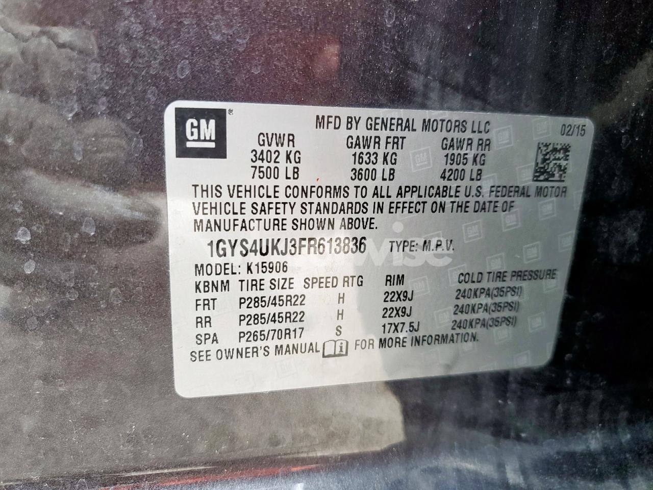 Photo 14 of 2015 CADILLAC ESCALADE ESV PLATINUM (VIN 1GYS4UKJ3FR613836)