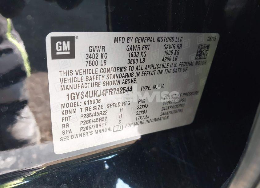 Photo 9 of 2015 Cadillac Escalade ESV PLATINUM (VIN 1GYS4UKJ4FR732544)