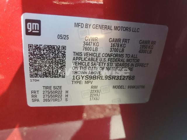 Photo 5 of 2025 CADILLAC ESCALADE PREMIUM LUXURY (VIN 1GYS9BRL9SR312768)