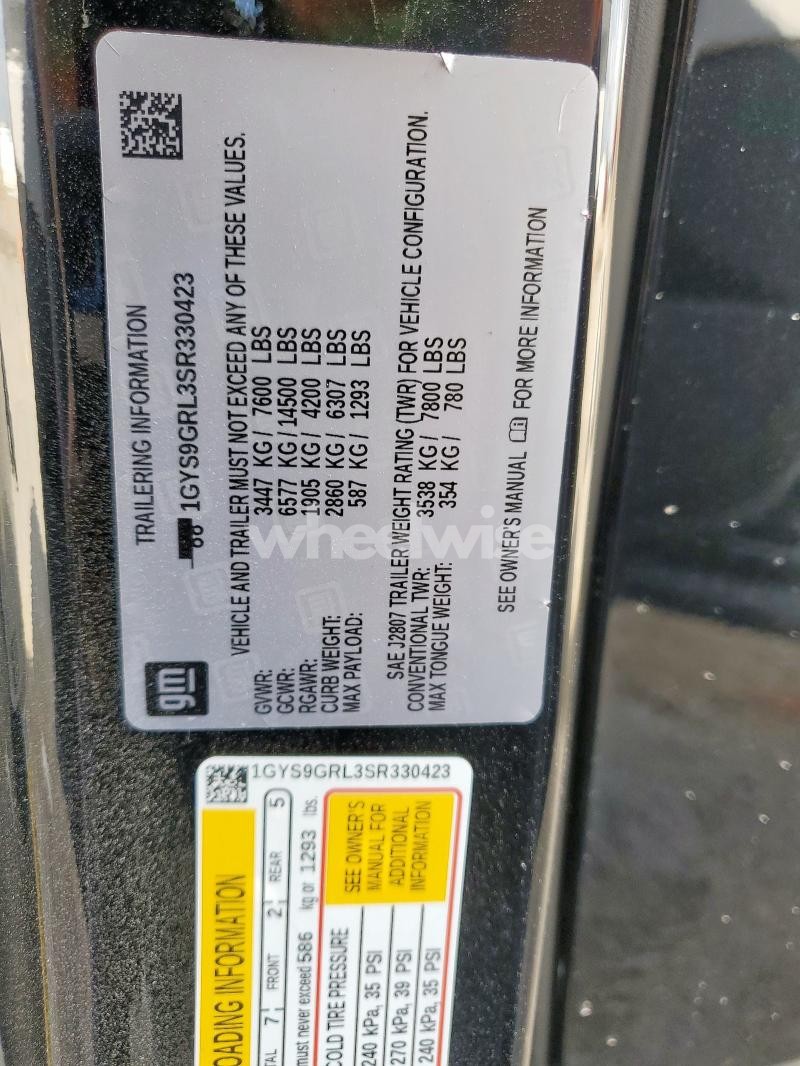 Photo 4 of 2025 CADILLAC ESCALADE SPORT PLATINUM (VIN 1GYS9GRL3SR330423)