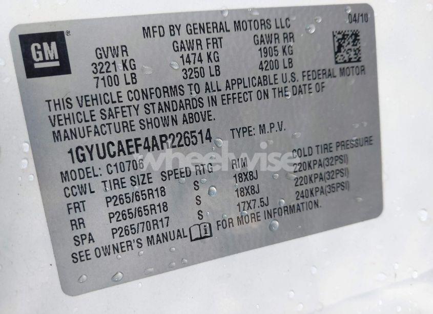 Photo 9 of 2010 Cadillac Escalade STANDARD (VIN 1GYUCAEF4AR226514)