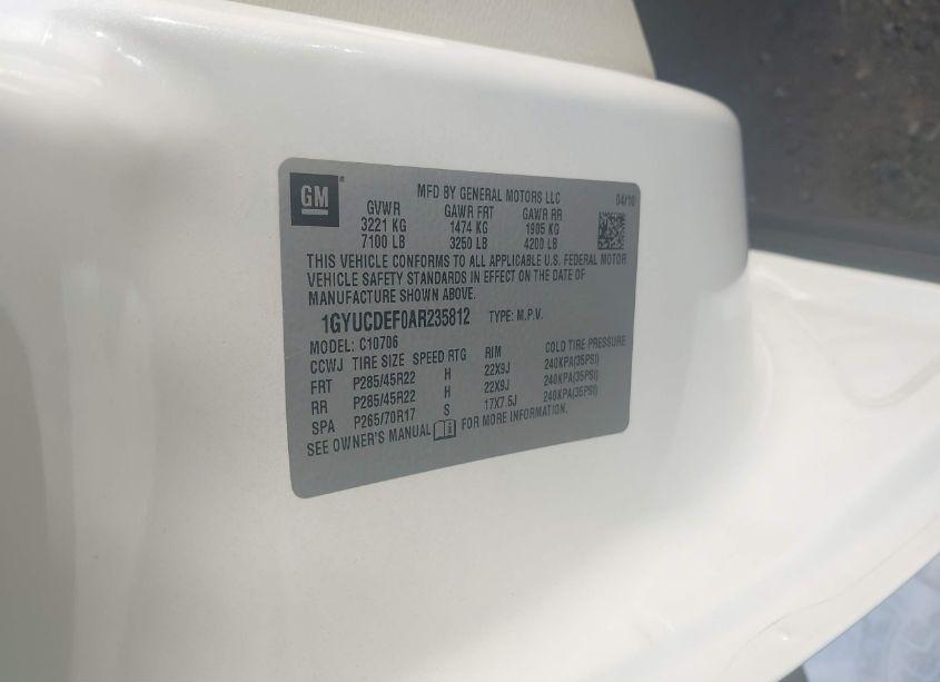 Photo 9 of 2010 Cadillac Escalade PLATINUM EDITION (VIN 1GYUCDEF0AR235812)