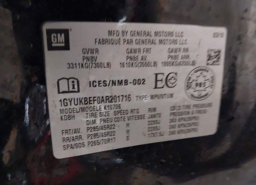 Photo 9 of 2010 Cadillac Escalade LUXURY (VIN 1GYUKBEF0AR201716)