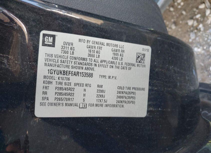 Photo 9 of 2010 Cadillac Escalade LUXURY (VIN 1GYUKBEF6AR153588)