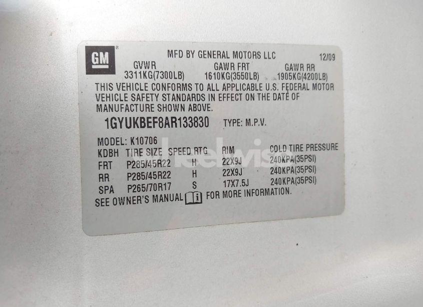 Photo 9 of 2010 Cadillac Escalade LUXURY (VIN 1GYUKBEF8AR133830)