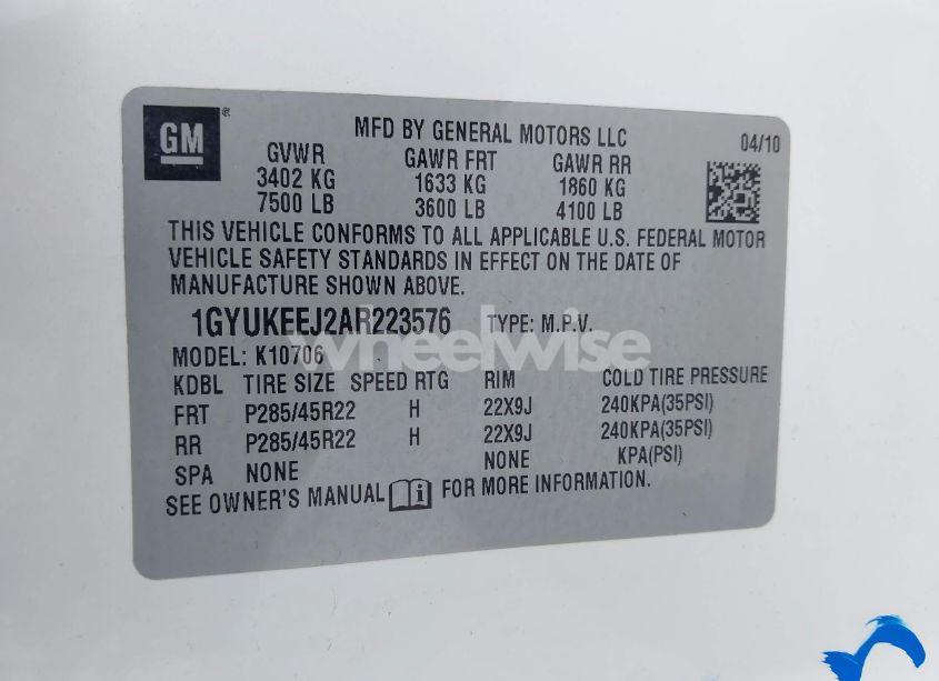 Photo 9 of 2010 Cadillac Escalade HYBRID STANDARD (VIN 1GYUKEEJ2AR223576)