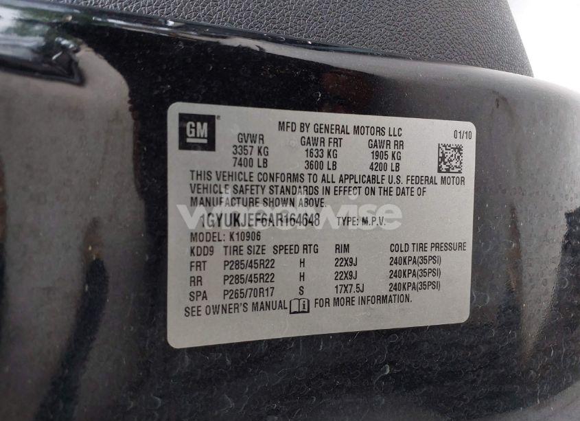 Photo 9 of 2010 Cadillac Escalade ESV PREMIUM (VIN 1GYUKJEF6AR164648)