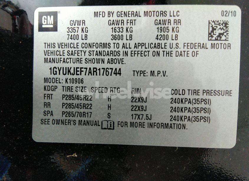 Photo 9 of 2010 Cadillac Escalade ESV PREMIUM (VIN 1GYUKJEF7AR176744)