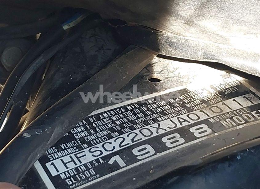 Photo 10 of 1988 Honda Gl1500 (VIN 1HFSC220XJA010111)