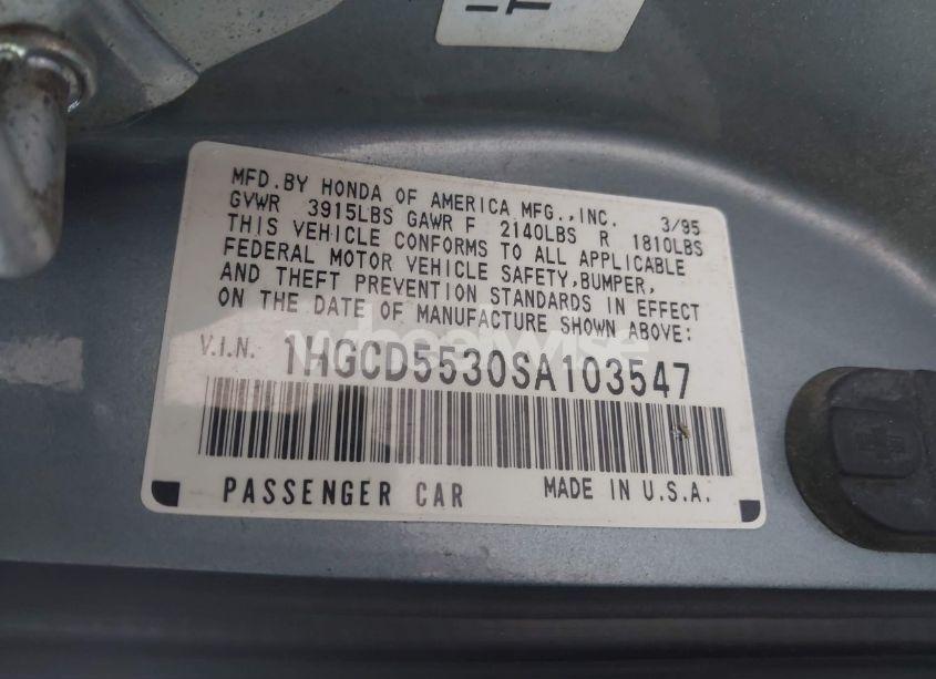 Photo 9 of 1995 Honda Accord LX/EX (VIN 1HGCD5530SA103547)