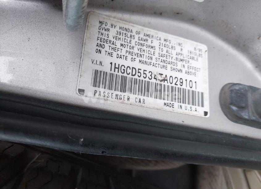 Photo 9 of 1996 Honda Accord LX/EX (VIN 1HGCD5534TA029101)