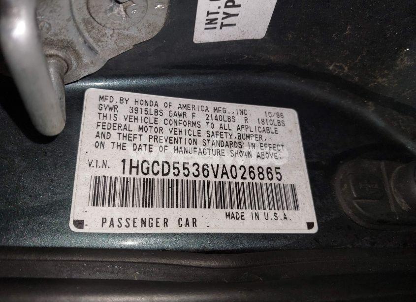 Photo 9 of 1997 Honda Accord LX (VIN 1HGCD5536VA026865)
