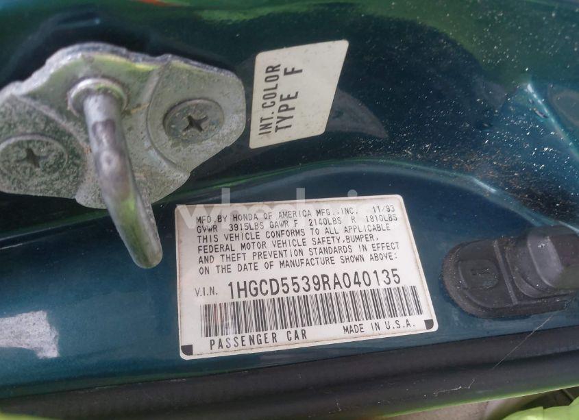 Photo 9 of 1994 Honda Accord LX/EX (VIN 1HGCD5539RA040135)