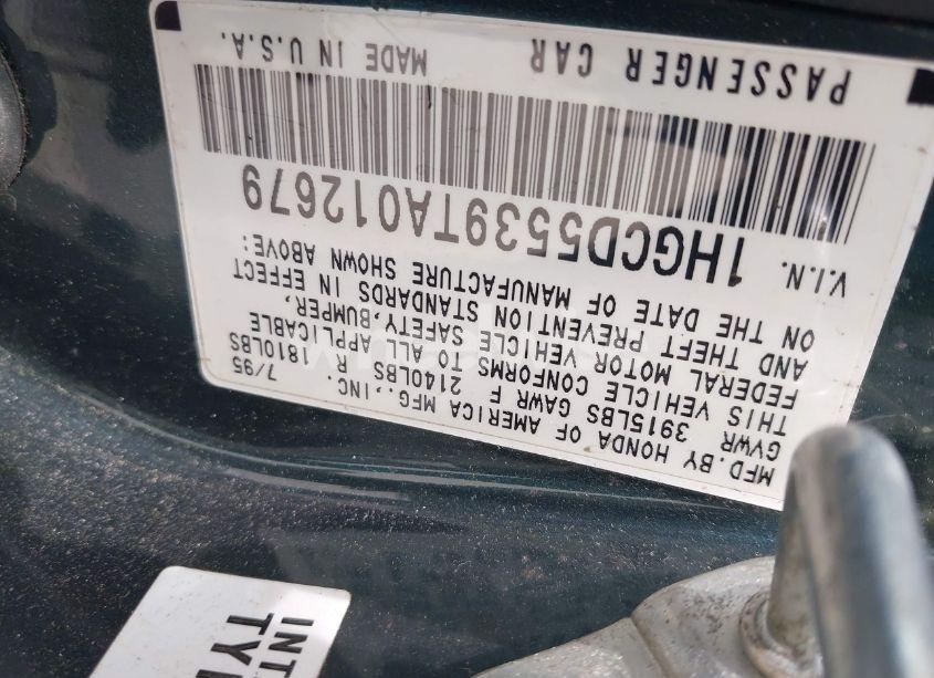 Photo 9 of 1996 Honda Accord LX/EX (VIN 1HGCD5539TA012679)